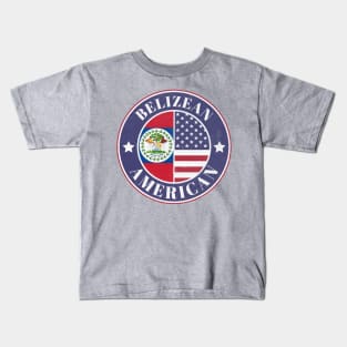 Proud Belizean-American Badge - Belize Flag Kids T-Shirt